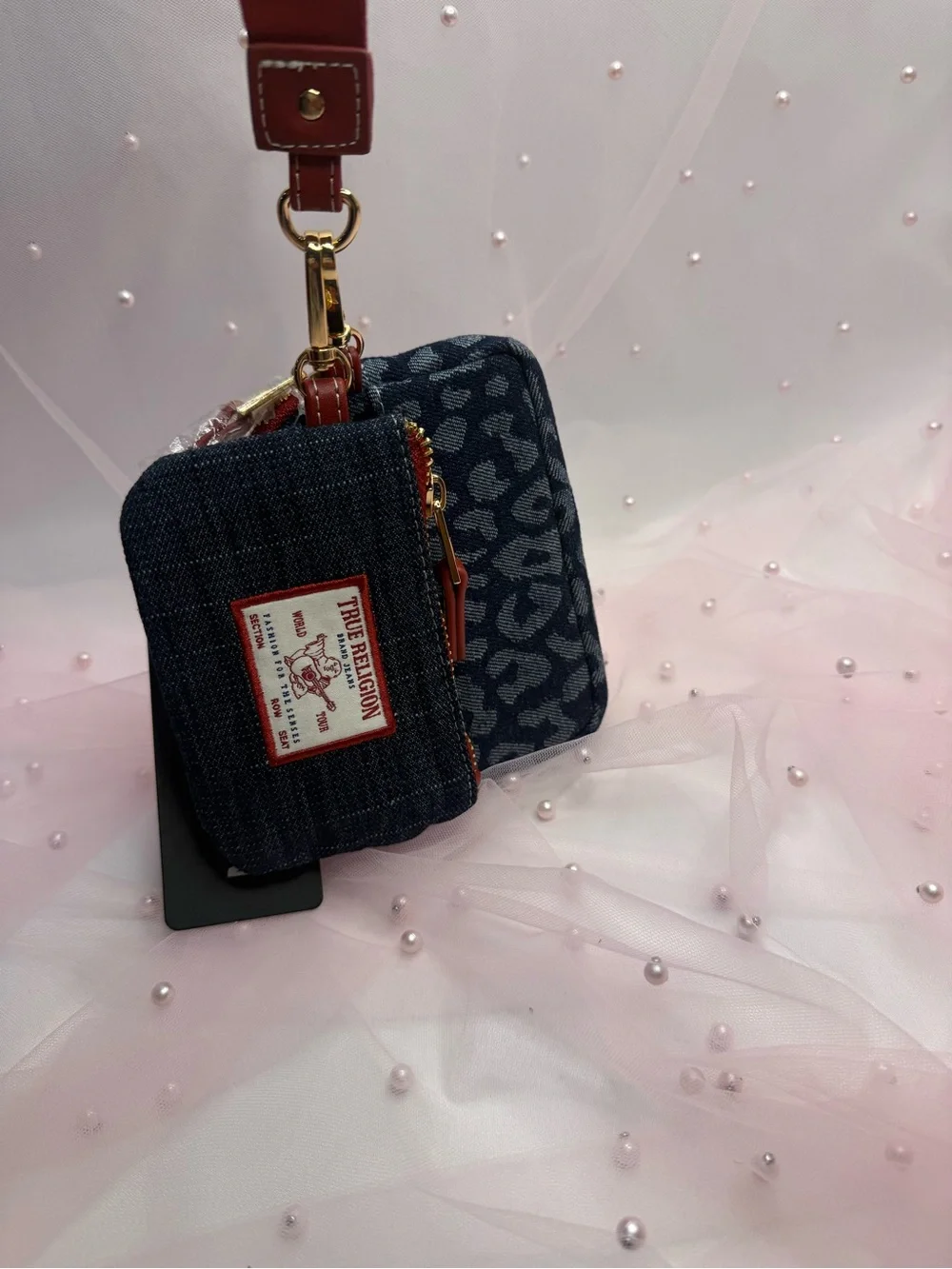 True Religion Denim Leopard-Print Wristlet